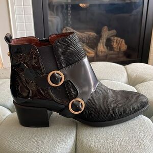 Hispanitas Black Leather Ankle Boots